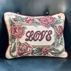 Vintage ‘Love’ Tapestry Accent Pillow